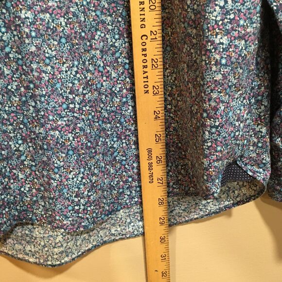 Society of Threads Mens XL Slim Fit Long Sleeve Floral Button Up Shirt Blue - Picture 7 of 12